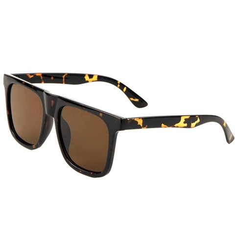 Square Flat Top Curved Nose Bridge Classic Square Sunglasses - Brown Demi - CI197R3H6O2 $27.59