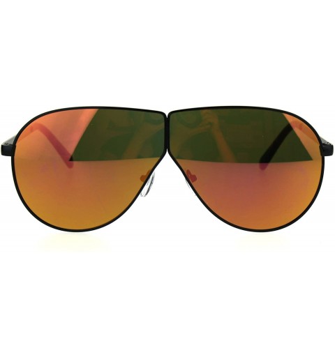 Shield Mens Oversize Color Mirror Lens Metal Rim Shield Pilots Sunglasses - Black Fuchsia - CA185KM32DI $20.67