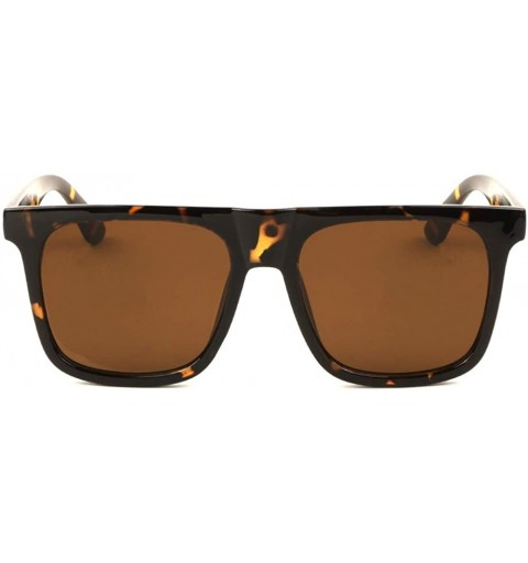 Square Flat Top Curved Nose Bridge Classic Square Sunglasses - Brown Demi - CI197R3H6O2 $26.90