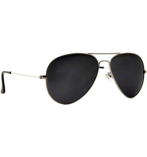 Sport Unisex Sunglasses Double Bridge AVIATOR Metal Frame Polarized UV400 - Metal Silver Frame / Black Lens - CW18GYSHZTR $11.68