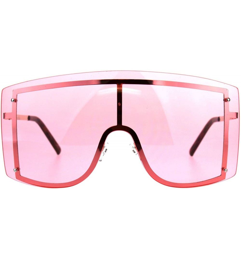 Shield SUPER Oversized Shield Sunglasses Womens Fashion Cover Shades Color Lens - Gold (Pink) - CS18DS6TY2Z $18.06