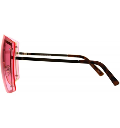 Shield SUPER Oversized Shield Sunglasses Womens Fashion Cover Shades Color Lens - Gold (Pink) - CS18DS6TY2Z $18.06