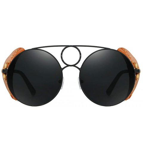 Round 2020 Fashion punk Sunglasses Brand Design Round Shades Women Vintage Mens Goggle UV400 - Black&grey - CK192AAZLD5 $16.00