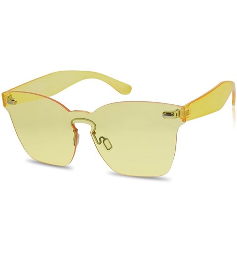 Square Colorful Transparent Square Super Retro One Piece Horn Rimmed Sunglasses Monoblock Lenses - Yellow - CR188YLWYSI $9.77