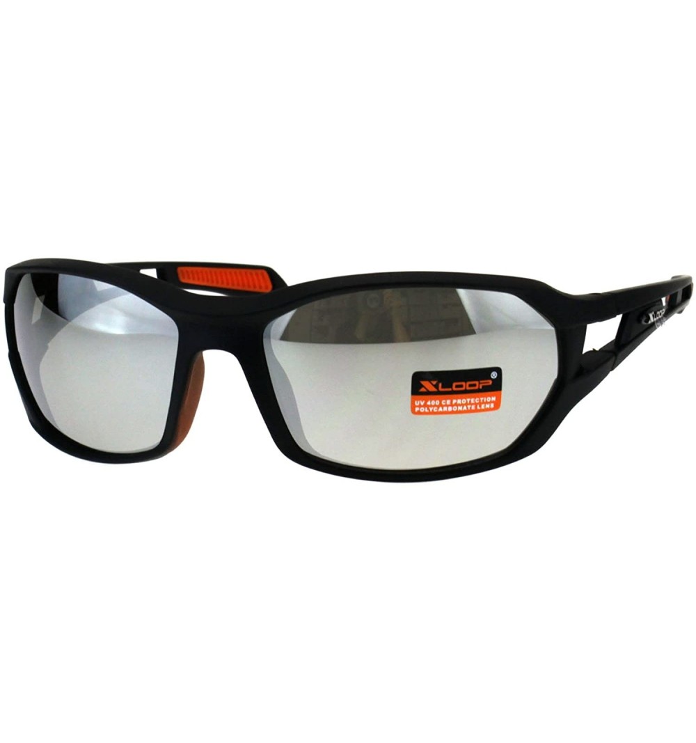 Wrap Xloop Mens Sunglasses Matted Oval Wrap Around Sports Shades UV 400 - Black Orange - CD18GLS8ATZ $11.41