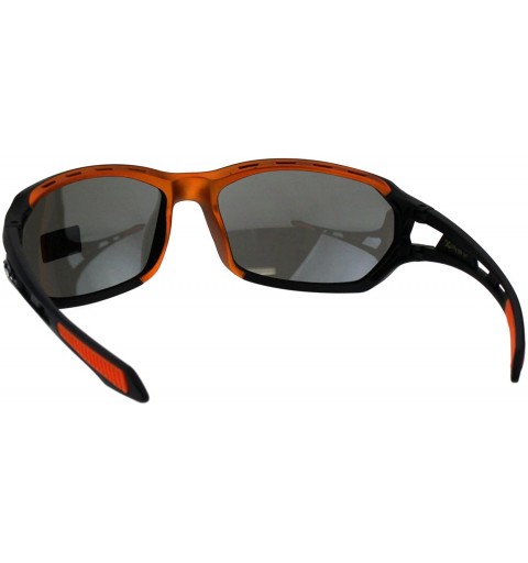 Wrap Xloop Mens Sunglasses Matted Oval Wrap Around Sports Shades UV 400 - Black Orange - CD18GLS8ATZ $11.41