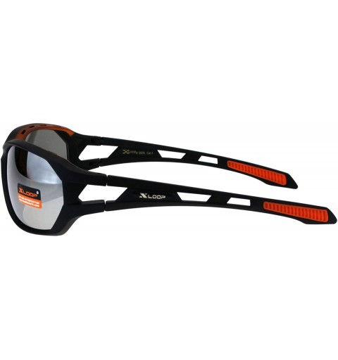 Wrap Xloop Mens Sunglasses Matted Oval Wrap Around Sports Shades UV 400 - Black Orange - CD18GLS8ATZ $11.41