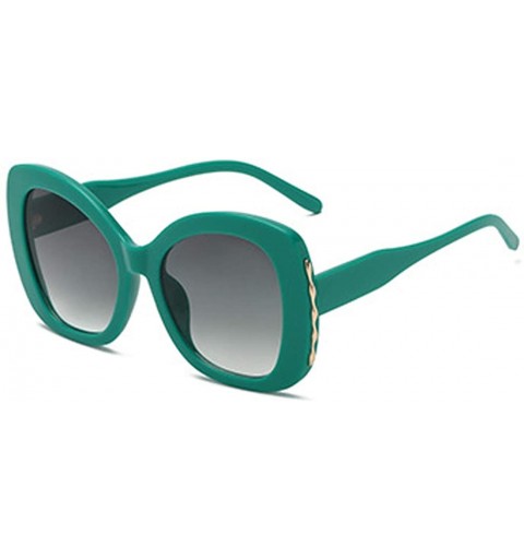 Oval fashion Shade Sunglasses Retro glasses Men and women Sunglasses - Green - CN18LLCMW5H $8.59