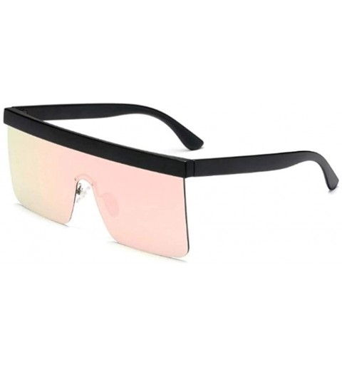 Square One Piece Polarized Sunglasses for Women and Men Flat Top Square Polarized Shades UV400 - Black Pink - CA1907AQAQH $10.93