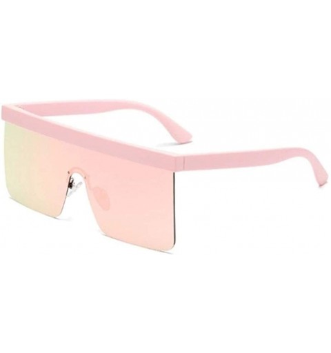 Square One Piece Polarized Sunglasses for Women and Men Flat Top Square Polarized Shades UV400 - Black Pink - CA1907AQAQH $10.93
