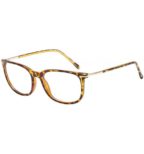 Square Women Retro Square Frame Eyeglasse Metal Temple Horn Rimmed Clear Lens - Tortoise Shell - CZ18KMLDG5X $13.31