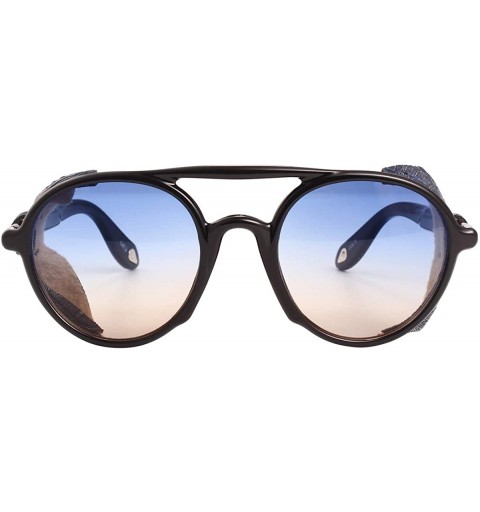 Oval Polarized Sunglasses for Men and Women Retro Steampunk Round Frame Driving Sun glasses 100% UV Blocking - C6198KCN2OZ $1...