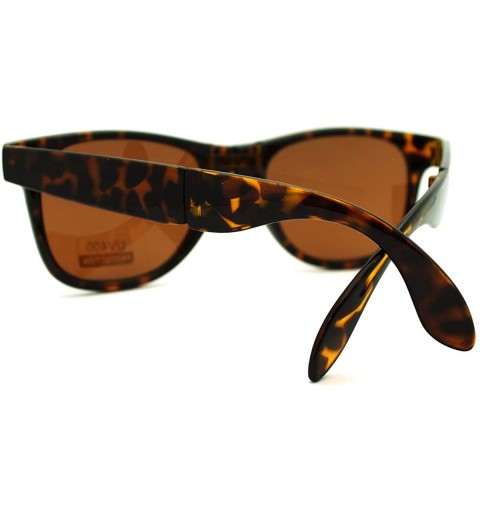 Wayfarer Folding Foldable Sunglasses Classic Square Frame Unisex Fashion - Tortoise - C8188GGUCS2 $11.43
