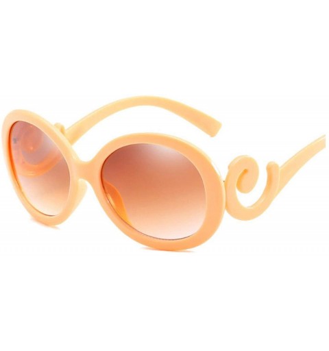 Round Red Oval Sunglasses Women Retro Brand Design Vintage Sun Glasses Female Ladies Eyewear Feminino UV400 - Beige - C8198ZQ...