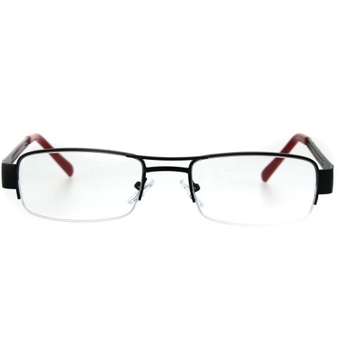 Rectangular Mens Lion Shield Rectangular Metal Half Rim Clear Lens Eye Glasses - Black Red - C2185674GHU $14.18