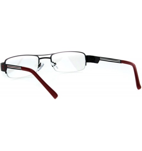 Rectangular Mens Lion Shield Rectangular Metal Half Rim Clear Lens Eye Glasses - Black Red - C2185674GHU $14.18