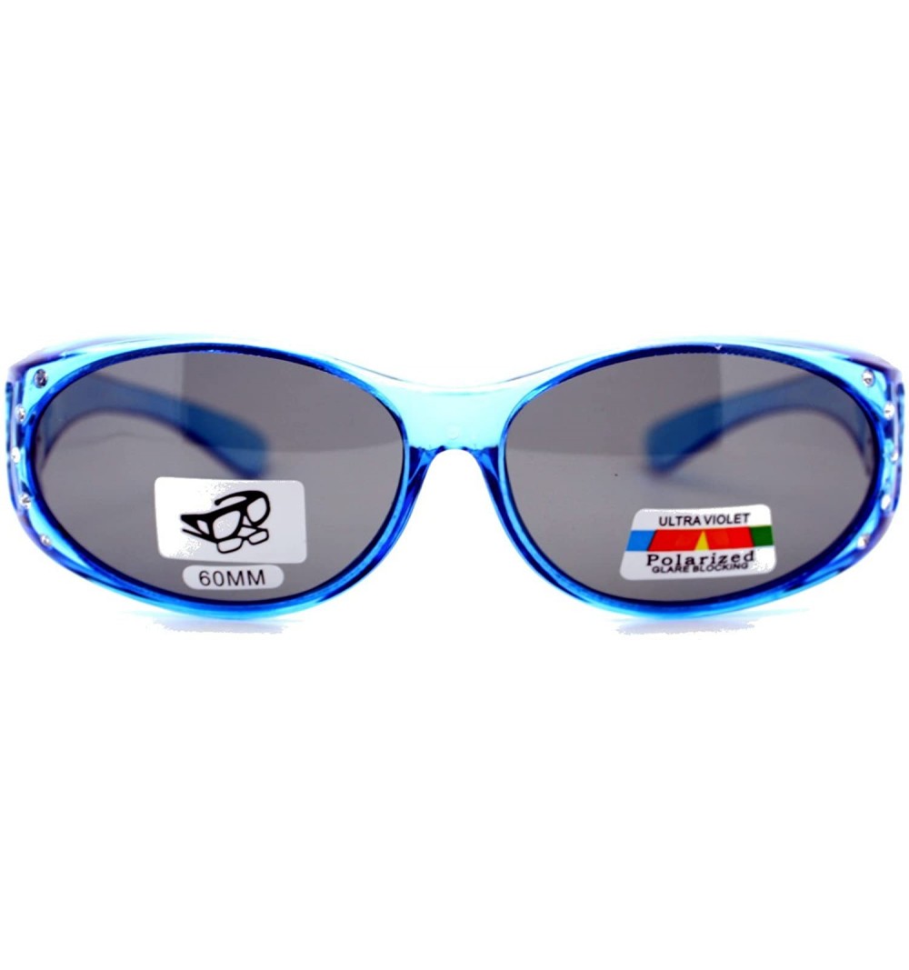 Goggle Womens Rhinestone Polarized Oval Fit Over Sunglasses - Blue - CU11YHJ8AMV $10.14