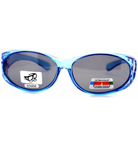 Goggle Womens Rhinestone Polarized Oval Fit Over Sunglasses - Blue - CU11YHJ8AMV $10.14