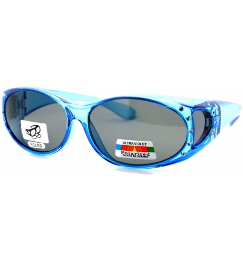 Goggle Womens Rhinestone Polarized Oval Fit Over Sunglasses - Blue - CU11YHJ8AMV $10.14