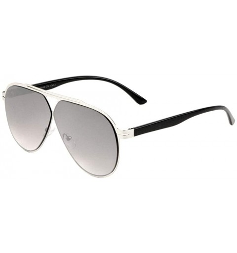 Aviator Color Mirror Thin Flat Frame Round Lens Triangle Shape Bridge Aviator Sunglasses - Grey - CM197YLQO53 $31.97