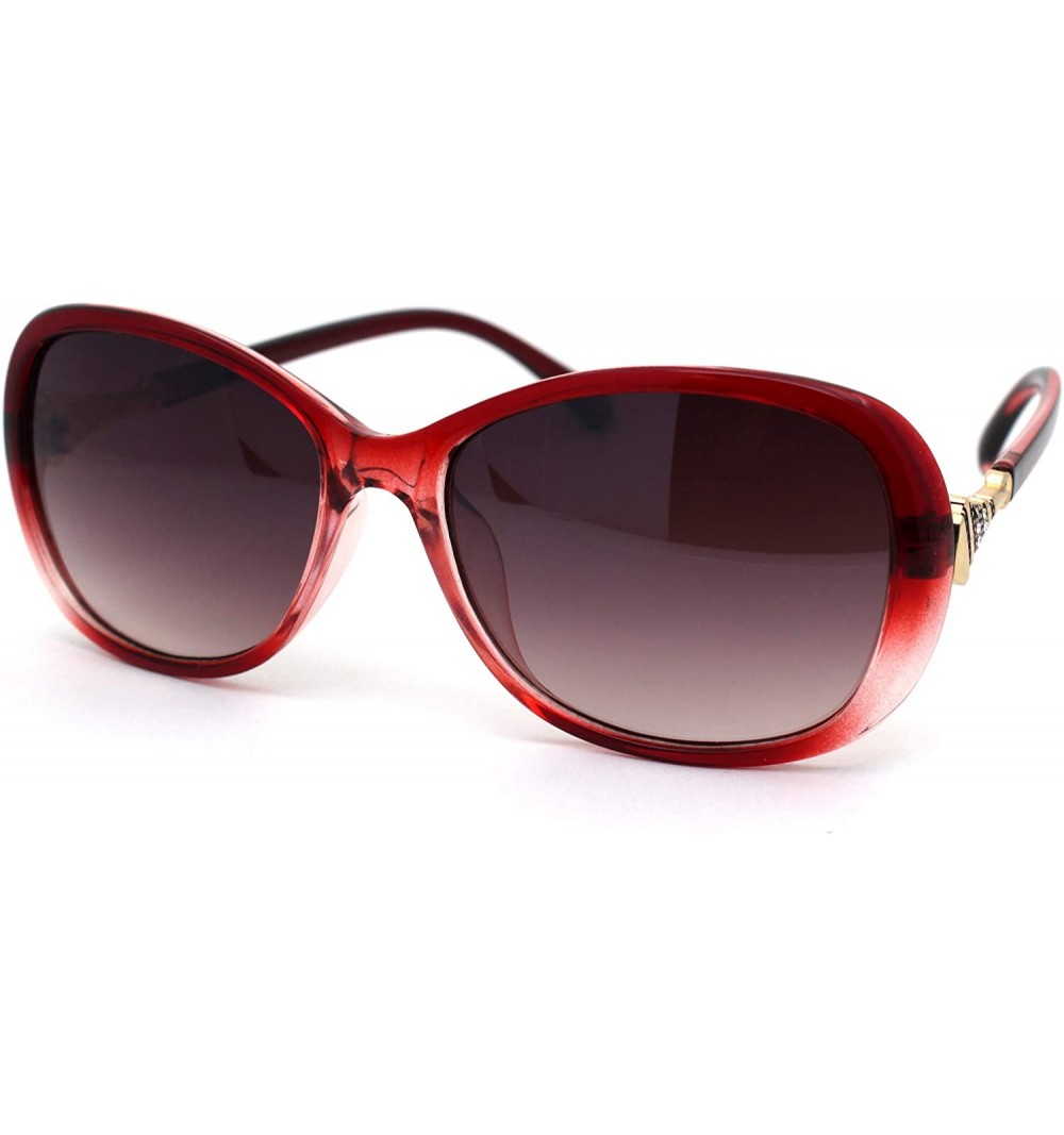 Butterfly Womens Jewel Arm Luxury Designer Oval Butterfly Sunglasses - Red Burgundy - CR18ZMG04LR $11.30