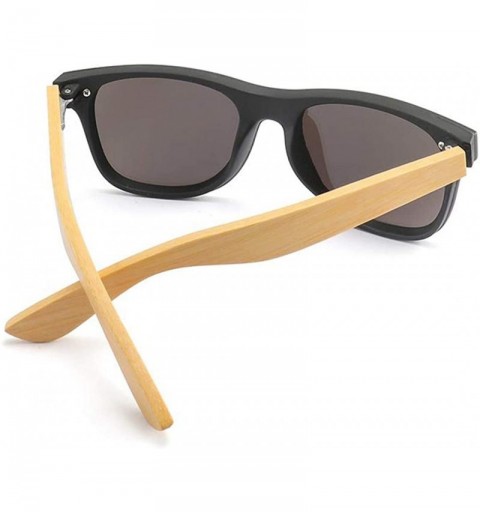 Rimless Wood Bamboo Oversized Sunglasses Luxury er Rimless Mirrored Square Sunglasses for Women/Men - blue - CM18WTDQTK6 $33.07