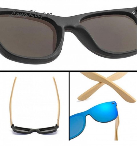 Rimless Wood Bamboo Oversized Sunglasses Luxury er Rimless Mirrored Square Sunglasses for Women/Men - blue - CM18WTDQTK6 $33.07