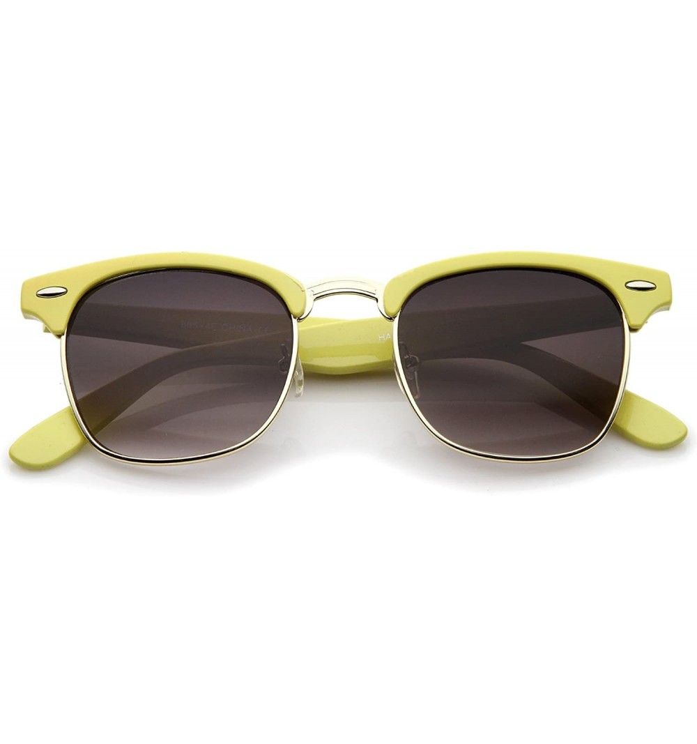 Wayfarer Premium Half Frame Metal Rivets Horn Rimmed Sunglasses 50mm - Yellow-gold / Lavender - CI12KRZCPMP $7.63