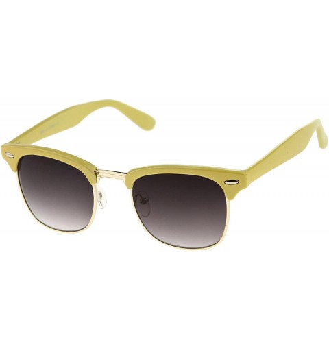 Wayfarer Premium Half Frame Metal Rivets Horn Rimmed Sunglasses 50mm - Yellow-gold / Lavender - CI12KRZCPMP $7.63