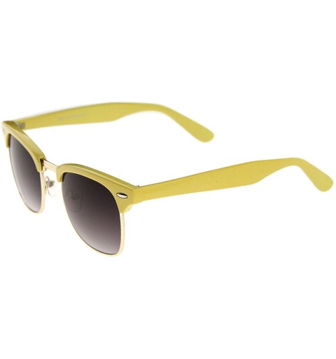 Wayfarer Premium Half Frame Metal Rivets Horn Rimmed Sunglasses 50mm - Yellow-gold / Lavender - CI12KRZCPMP $7.63