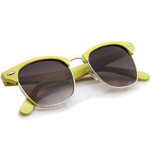 Wayfarer Premium Half Frame Metal Rivets Horn Rimmed Sunglasses 50mm - Yellow-gold / Lavender - CI12KRZCPMP $7.63