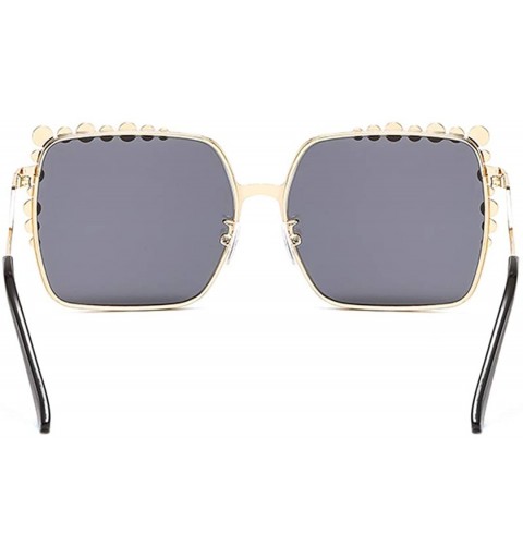 Oversized Women Pearl Sunglasses Oversized Square Metal Frame - Black - C2190TTUK4L $15.88