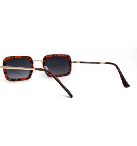 Rectangular Dad Shade Double Rim Narrow Rectangle Sunglasses - Gold Tortoise Smoke - C4196IEAXRI $9.91