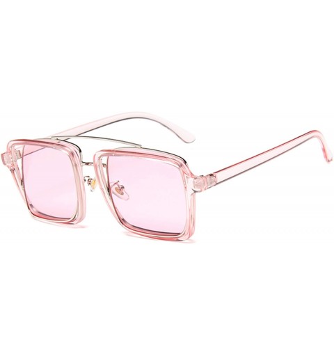 Oversized Retro Square Oversized Sunglasses Unisex Double Frame Glasses - Pink - CO18NA4DNMM $13.11