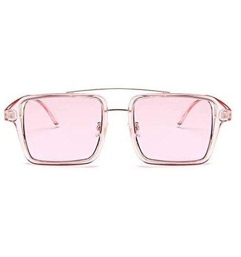 Oversized Retro Square Oversized Sunglasses Unisex Double Frame Glasses - Pink - CO18NA4DNMM $13.11