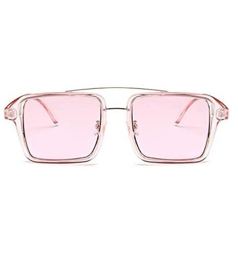 Oversized Retro Square Oversized Sunglasses Unisex Double Frame Glasses - Pink - CO18NA4DNMM $13.11