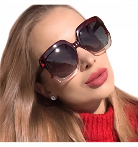 Round Square Oversized Polarized Sunglasses for Women UV Protection - Classic Vintage Large Fashion Frame Ladies Shades - C31...