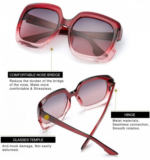 Round Square Oversized Polarized Sunglasses for Women UV Protection - Classic Vintage Large Fashion Frame Ladies Shades - C31...