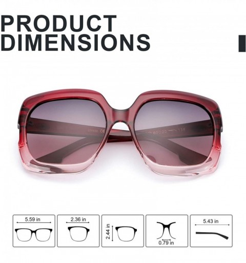 Round Square Oversized Polarized Sunglasses for Women UV Protection - Classic Vintage Large Fashion Frame Ladies Shades - C31...