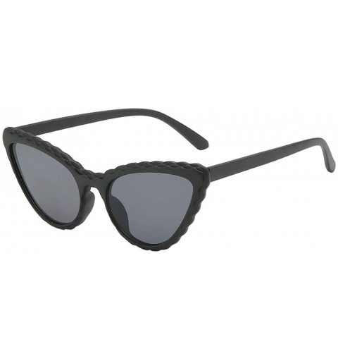 Cat Eye Lady Cat Eye Sunglasses Striped Sunglasses Personality Sunglasses - A - CF18TM529T4 $8.68