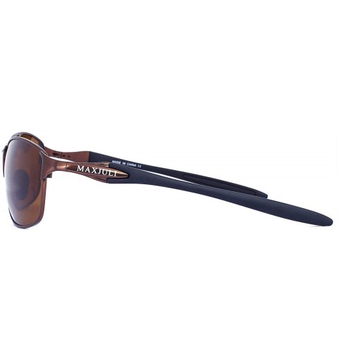 Sport Polarized Sunglasses for Men Metal Frame with Spring Hinge UV400 Protection 8038 - Brown - C11943HIE83 $20.30