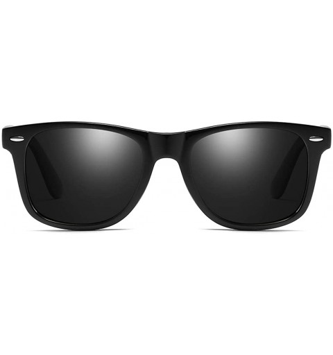 Square Vintage Retro HD Polarized Classic Sunglasses Tac Lens - Black Frame-smoke Lens - CM18LL85OZD $22.13