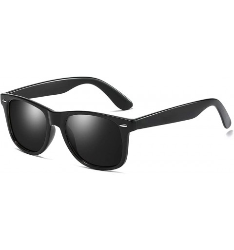 Square Vintage Retro HD Polarized Classic Sunglasses Tac Lens - Black Frame-smoke Lens - CM18LL85OZD $22.13