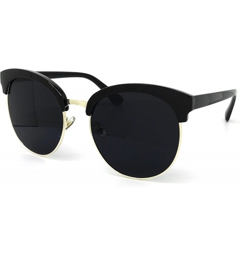 Sport 97018XL Premium Oversize Cats eye Womens Mens Mirror Funky Flat Sunglasses - Black - CE12O3LFJIV $16.12