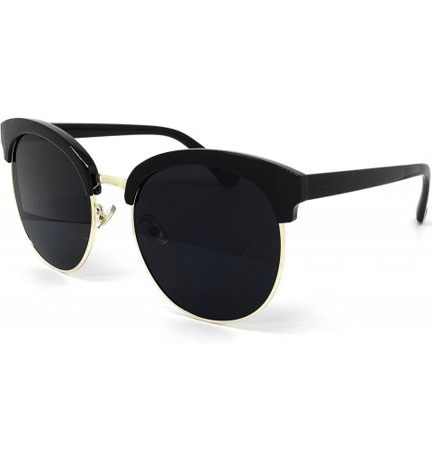 Sport 97018XL Premium Oversize Cats eye Womens Mens Mirror Funky Flat Sunglasses - Black - CE12O3LFJIV $16.12