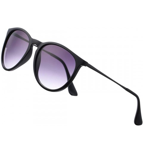 Oval Polarized Sunglasses for Women Round Classic Stylish UV400 Protection Sun Glasses - A5 Matte Black/Gradient Grey - C518K...