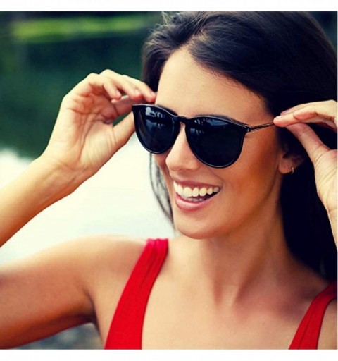 Oval Polarized Sunglasses for Women Round Classic Stylish UV400 Protection Sun Glasses - A5 Matte Black/Gradient Grey - C518K...