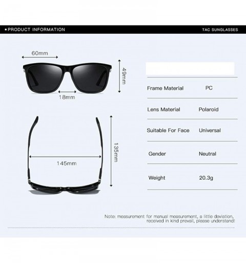 Square Sunglasses Unisex Polarized UV Protection Fishing and Outdoor Driving Glasses Retro Square Unbreakable Frame - C318W3C...