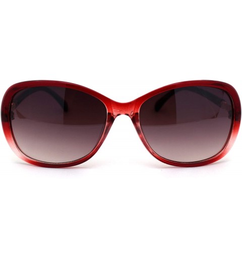 Butterfly Womens Jewel Arm Luxury Designer Oval Butterfly Sunglasses - Red Burgundy - CR18ZMG04LR $11.30