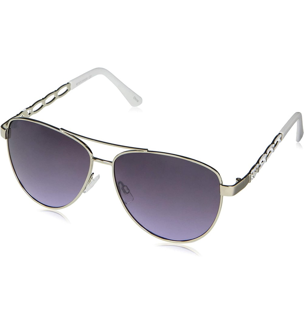 Shield Women's R3304 Metal Aviator Sunglasses with Chain Temple Details - Enamel Tips & 100% UV Protection - 55 mm - CB193O59...